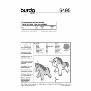 Burda Schnittmuster 6495 Kuscheltier Pferd und Einhorn