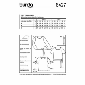 Burda Schnittmuster 6427 Damen Knoten-Shirts